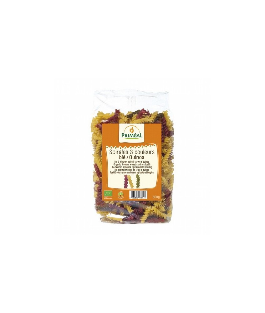 Deliciosos espirales tricolor a base de trigo y quinoa. Ideales para un sabroso plato colorido caliente o una ensalada fresca.