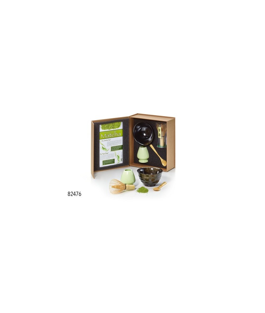 Set de Matcha "Danny" Cerámica, 4 piezas Cuenco, cuchara, batidor y soporte 21 x 8,5 x 24,3 cm

