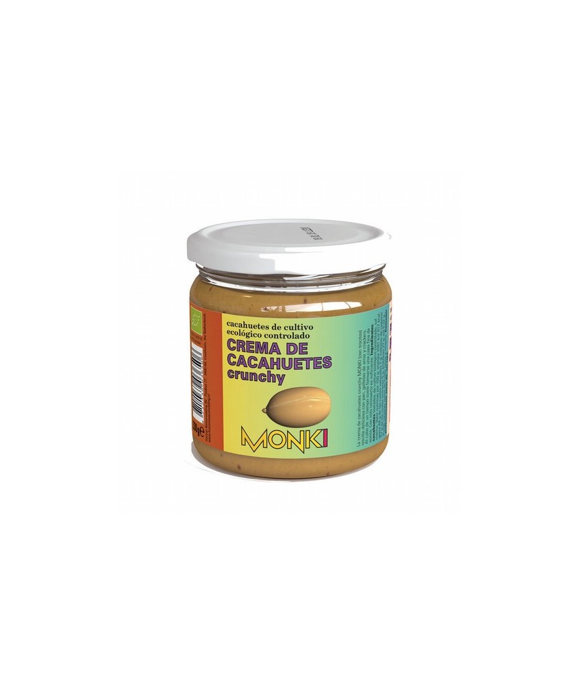 CREMA DE CACAHUETES CRUJIENTE BIO 330G MONKI
Crema de cacahuetes crunchy Monki (con trocitos)

Ingredientes:
cacahuetes tos