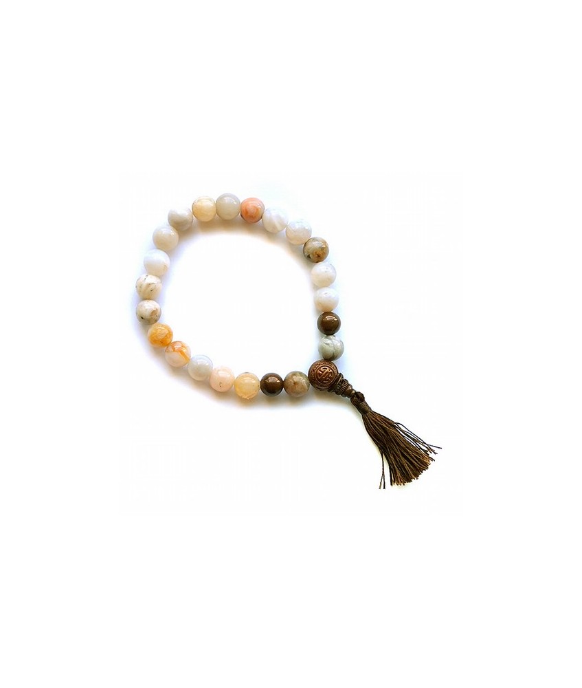 Pulsera de Ágata Bambú y borla Mala.