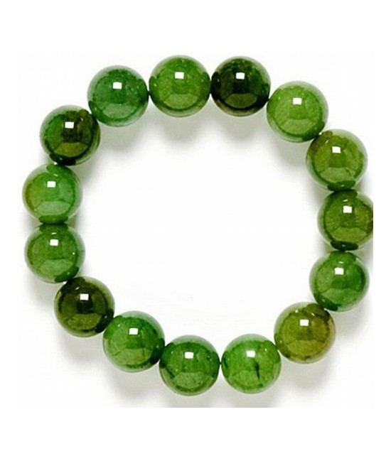 Pulsera de bolas de ágata Verde púlida de 8 mm.
Goma elástica.