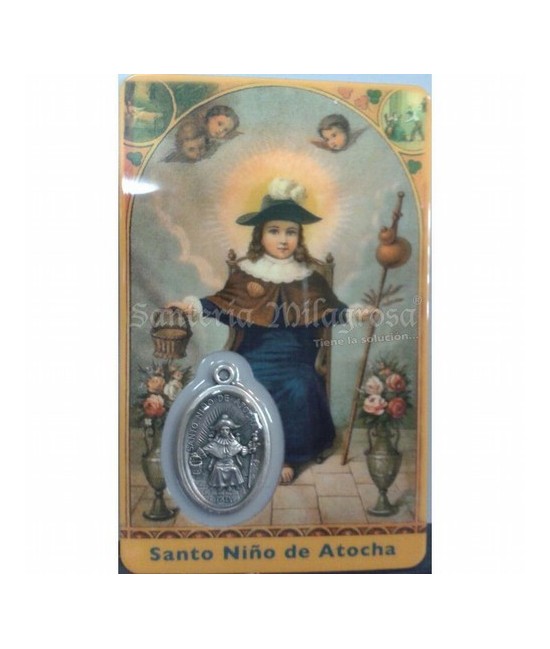 Estampa con Medalla Niño de Atocha 5.5 x 8.5 cm.
