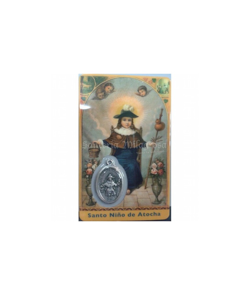 Estampa con Medalla Niño de Atocha 5.5 x 8.5 cm.
