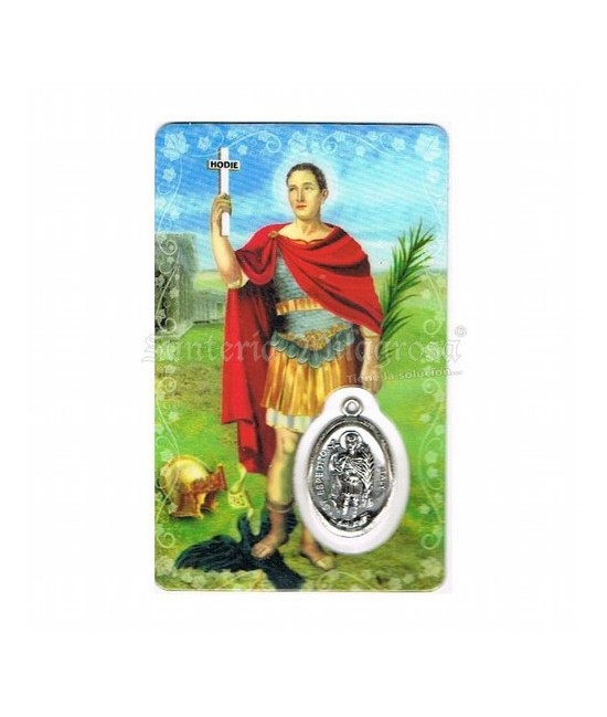 Estampa con Medalla San Expedito 5 x 8.5 cm.