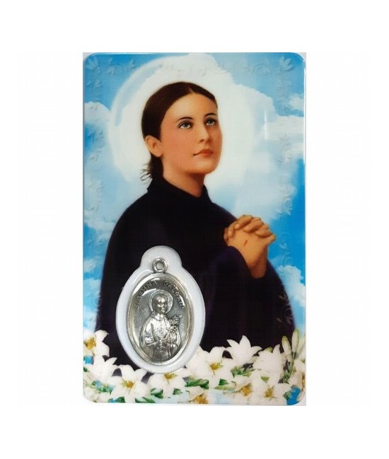 Estampa con Medalla Santa Gema Galgani 5.5 x 8.5 cm.