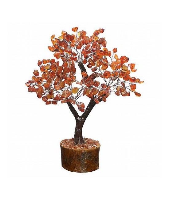 Árbol compuesto de 160 piedras chip en carneola.

Base de madera.

Para la cultura asiática simboliza la vida, la prosperid