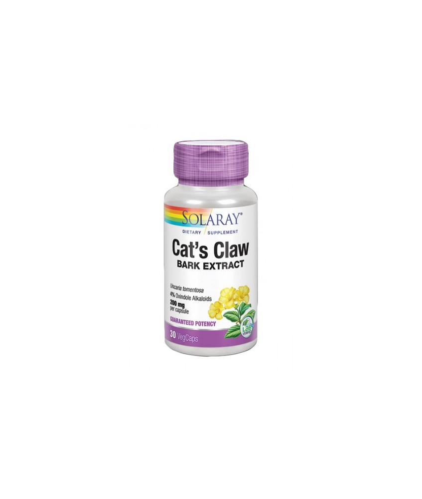 Uña de gato (Uncaria tomentosa)

200

mg

 (extracto de corteza)(garantiza 8 mg[4%] total indol alcaloides

Uña de gato