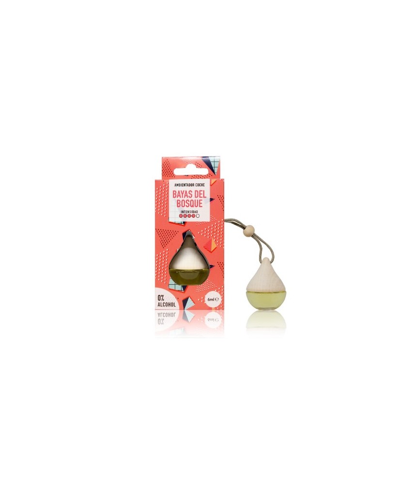El ambientador coche Drop Bayas del Bosque perfuma coches, armarios y taquillas con un aroma frutal y herbal con una intensidad