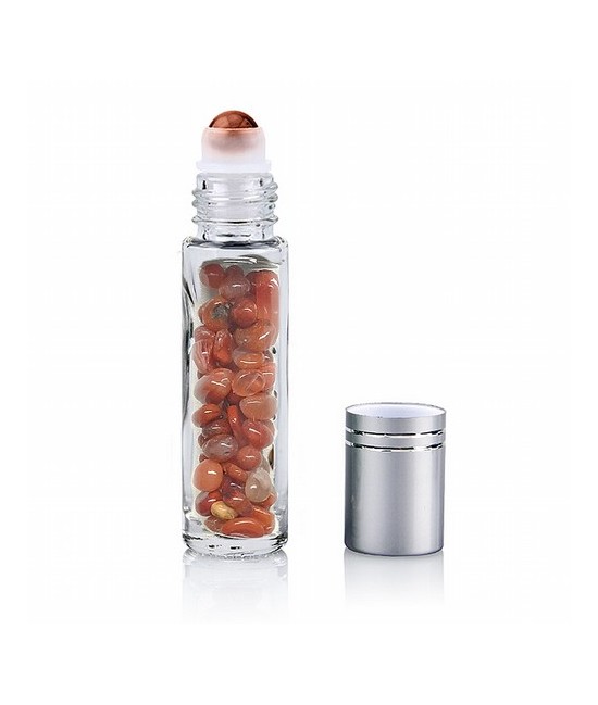 Aplicador roll-on para masajes con piedras chip de carneola. Ideal para gemoterapia.