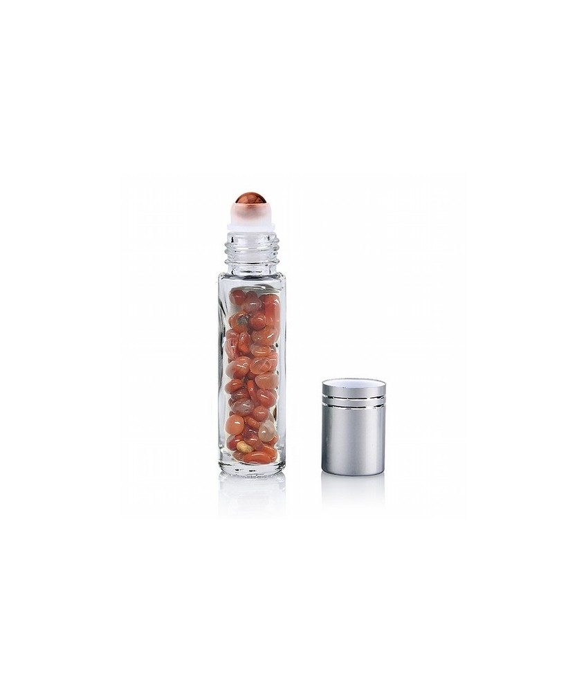 Aplicador roll-on para masajes con piedras chip de carneola. Ideal para gemoterapia.