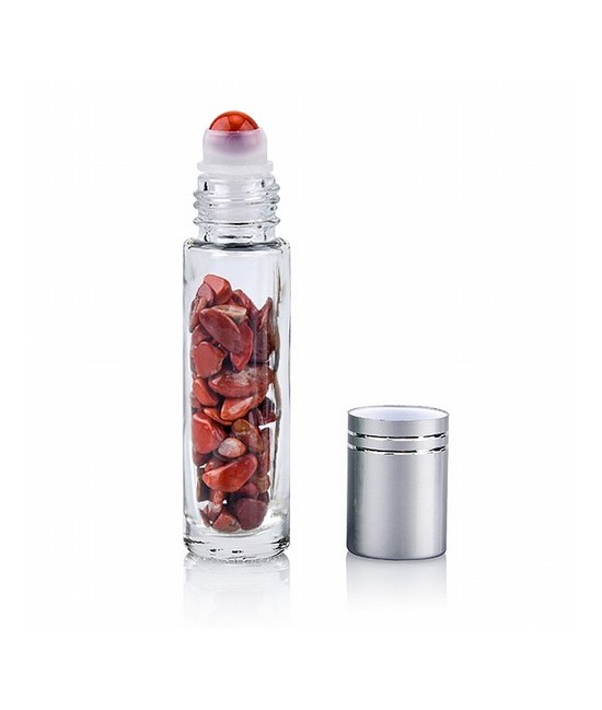 Aplicador roll-on para masajes de zonas faciales con piedras pulidas de jaspe rojo. Ideal para gemoterapia.

Tamaño botella: 