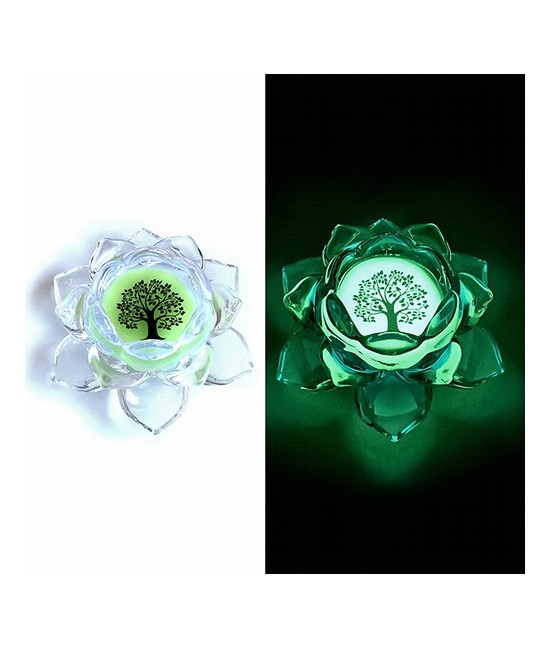 Flor de loto realizada en Cristal y material fosforescente para que brille en la oscuridad.

Medidas: 12 x 5.5 cm.

El cent