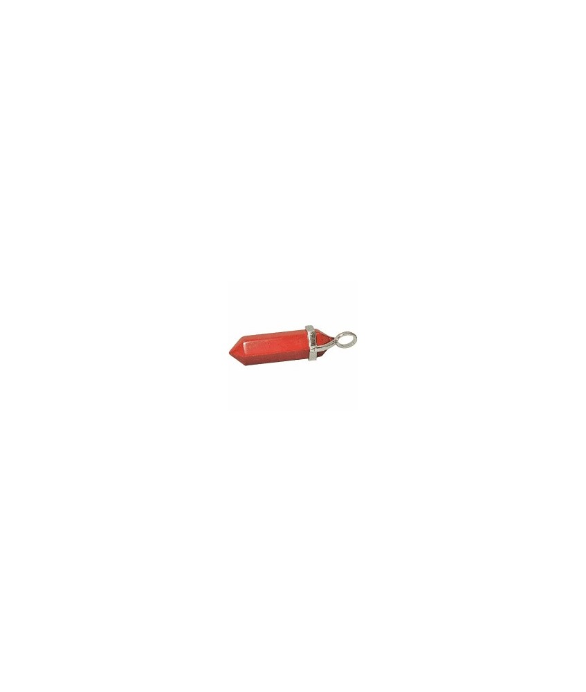 COLGANTE PUNTA BITERMINADA JASPE ROJO BISUTERIA