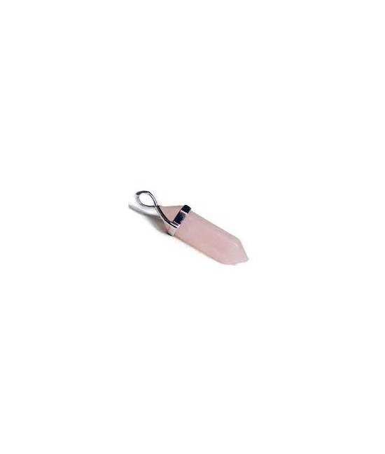 COLGANTE PUNTA BITERMINADA CUARZO ROSA BISUTERIA