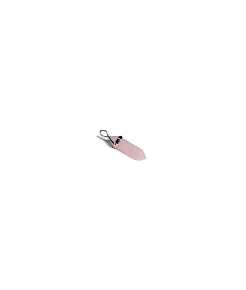 COLGANTE PUNTA BITERMINADA CUARZO ROSA BISUTERIA