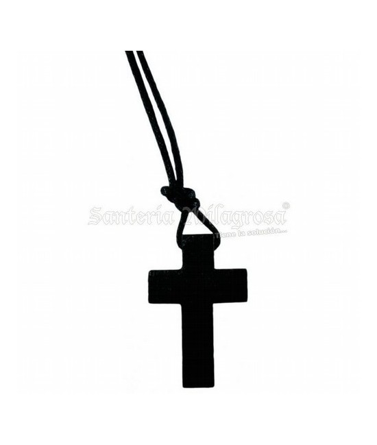 Cruz Madera s/ Cristo 3 cm aprox. (Color: Negra) (C/ Cordon)