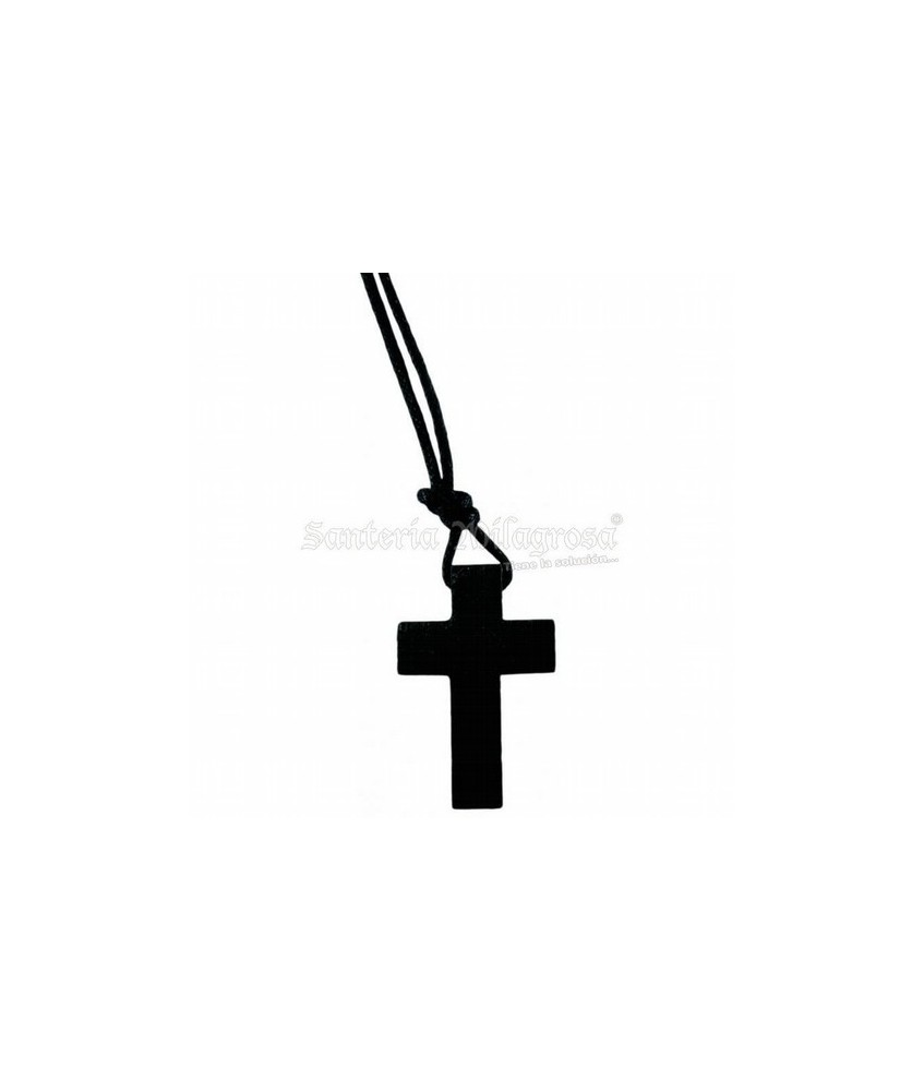Cruz Madera s/ Cristo 3 cm aprox. (Color: Negra) (C/ Cordon)