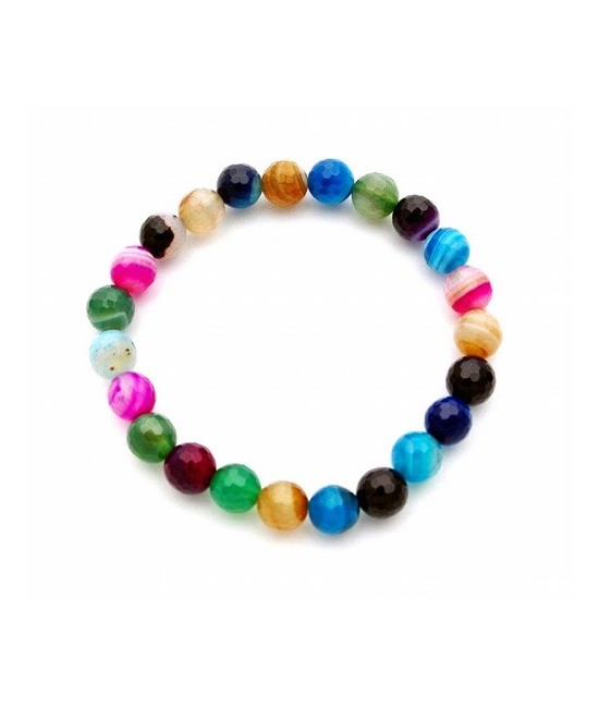 Pulsera de agatas surtidas de color en bola de 8 mm. facetada.

Engarzado en goma elástica.