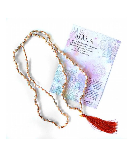 Mala de semillas de Tulsi (Albahaca Sagrada).

Medida semillas : 5x7mm

Compuesto por 108 cuentas.

Largo: 50cm

Incluy