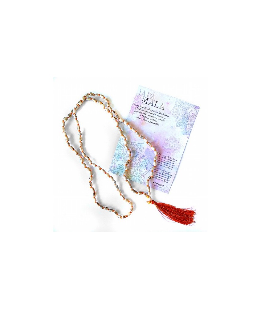 Mala de semillas de Tulsi (Albahaca Sagrada).

Medida semillas : 5x7mm

Compuesto por 108 cuentas.

Largo: 50cm

Incluy