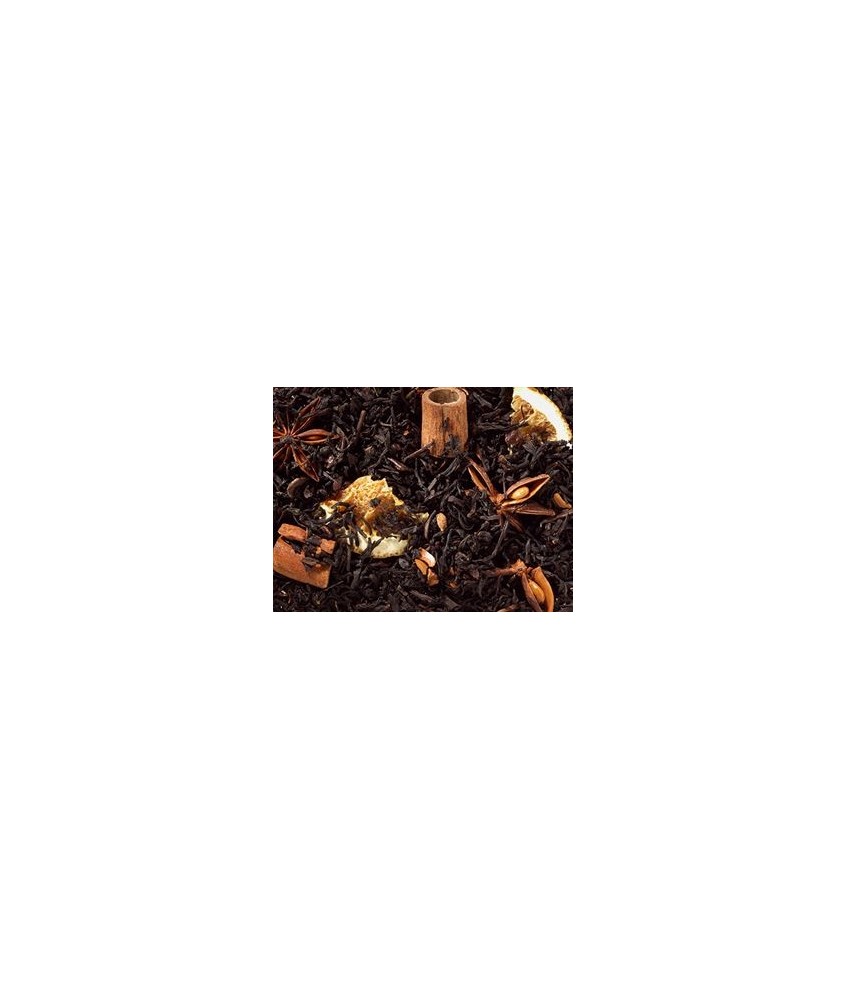 CANELA NARANJA
Té negro (72%), anis estrella, plaquitas de chocolate (ázucar, grano de cacao molido con manteca de cacao, polv