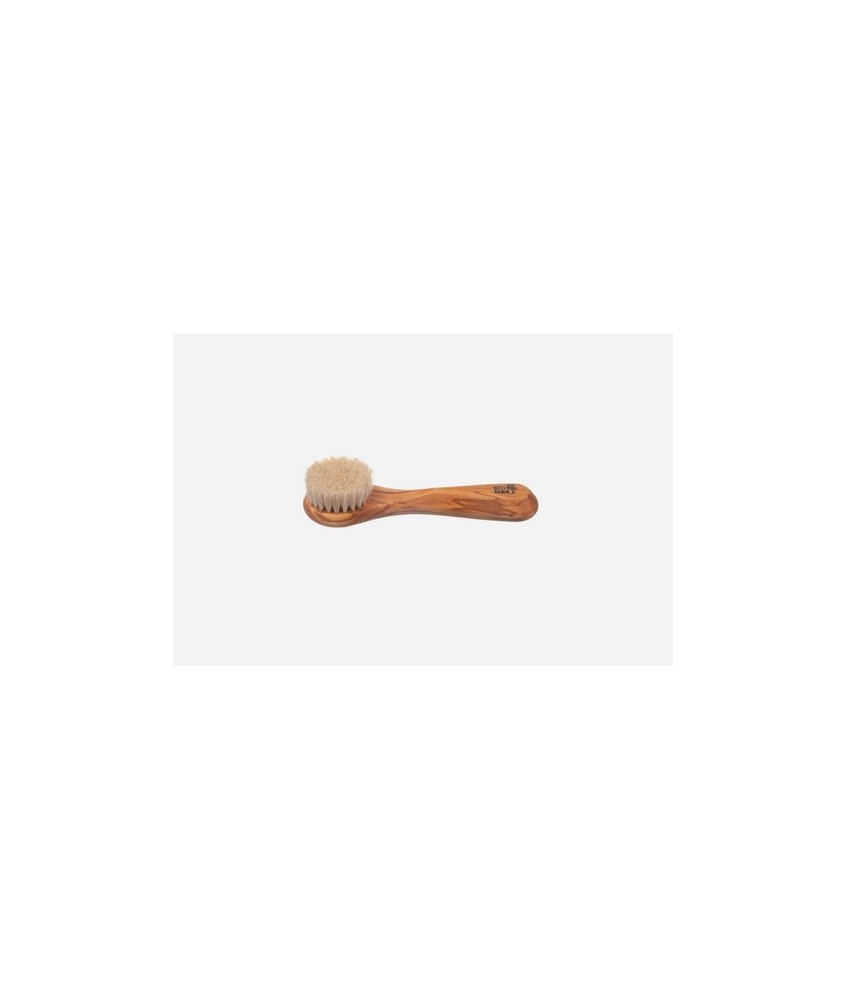 Cepillo facial con mango, madera de olivo, cerdas suaves de cerdo doméstico
