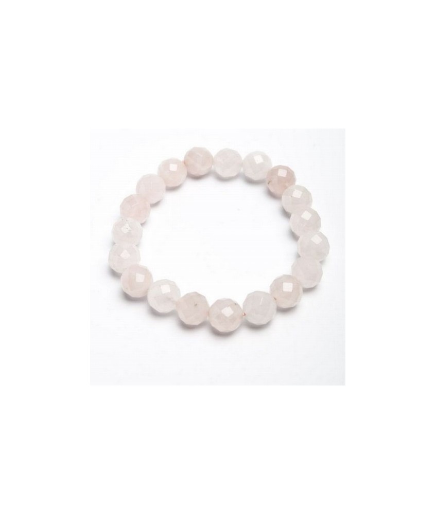 Pulsera Cuarzo Rosa Bola 10mm facetada.