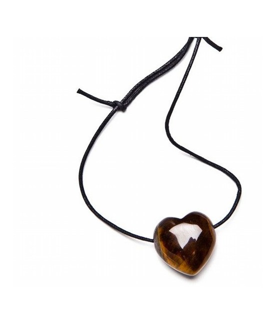 Colgante Corazón de Ojo de Tigre perforado con hilo de algodón corredero.
Medidas: 30x30x7 mm.