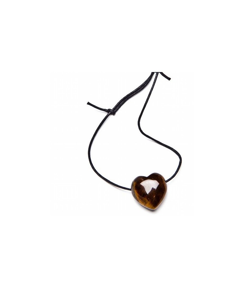 Colgante Corazón de Ojo de Tigre perforado con hilo de algodón corredero.
Medidas: 30x30x7 mm.