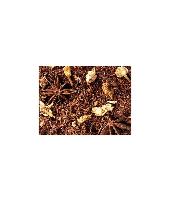 té Rooibos, trocitos de canela, estrella de anís, aroma, manzanilla romana