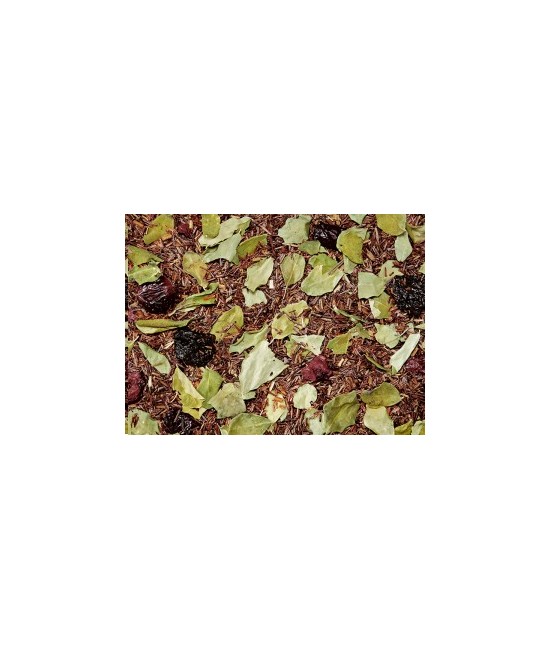 té Rooibos, hojas de moringa, guinda entera, aroma, trozos de arándano (arándano, azúcar, aceite de girasol), pedacitos de cere