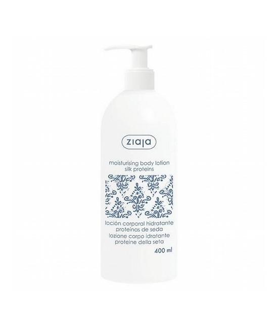 Loción corporal hidratante con proteínas de seda y manteca de karité para pieles secas y normales.

Hidrata, mejora la suavid