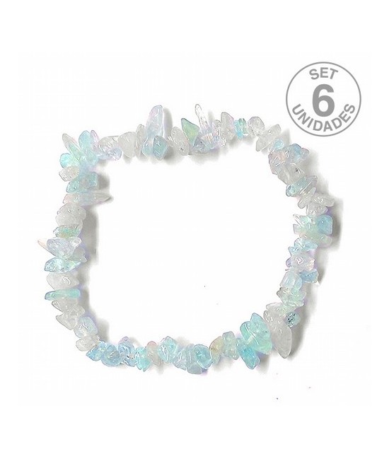 Pulsera de Aguamarina en piedras chip engarzadas en silicona elástica.

SE VENDE POR UNIDADE