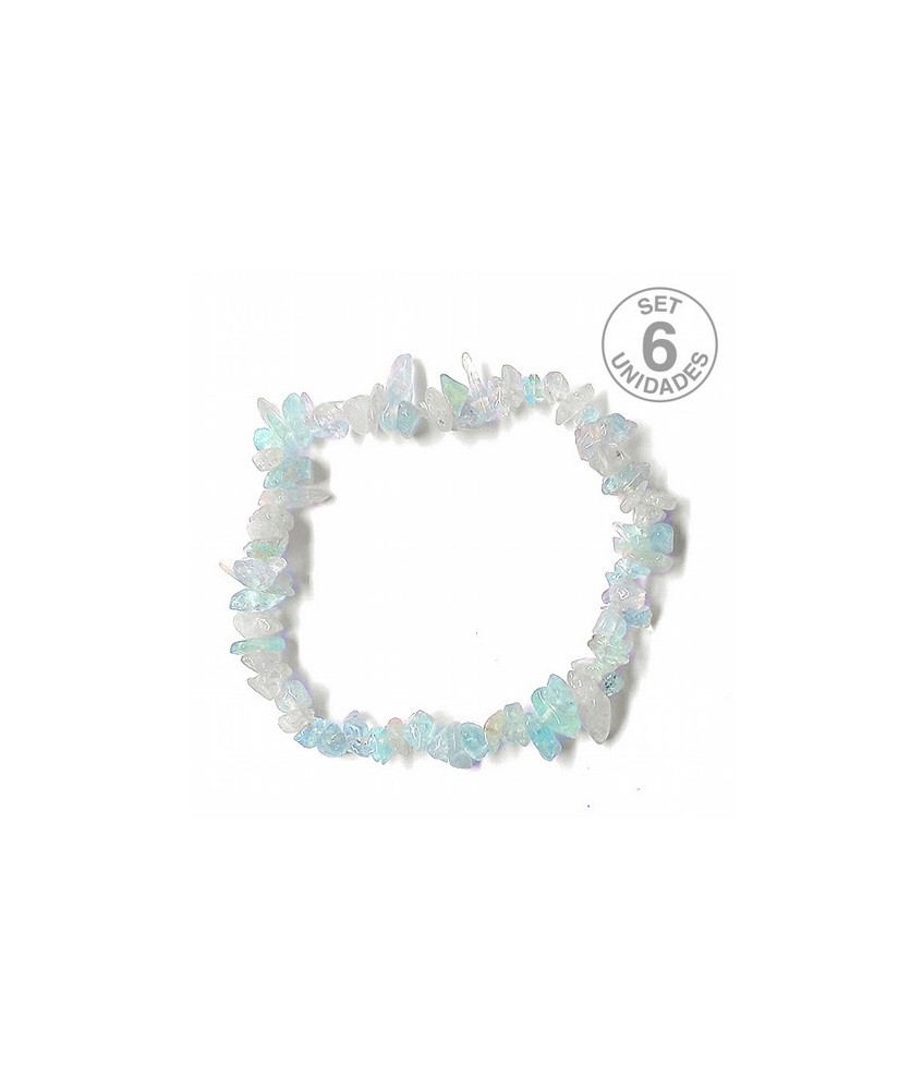 Pulsera de Aguamarina en piedras chip engarzadas en silicona elástica.

SE VENDE POR UNIDADE