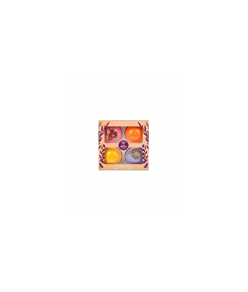 Set de regalo con 4 bomas de baño con ingredientes de la naturaleza.

Rosa, con pétalos de rosa secos
Lavanda, con pétalos d