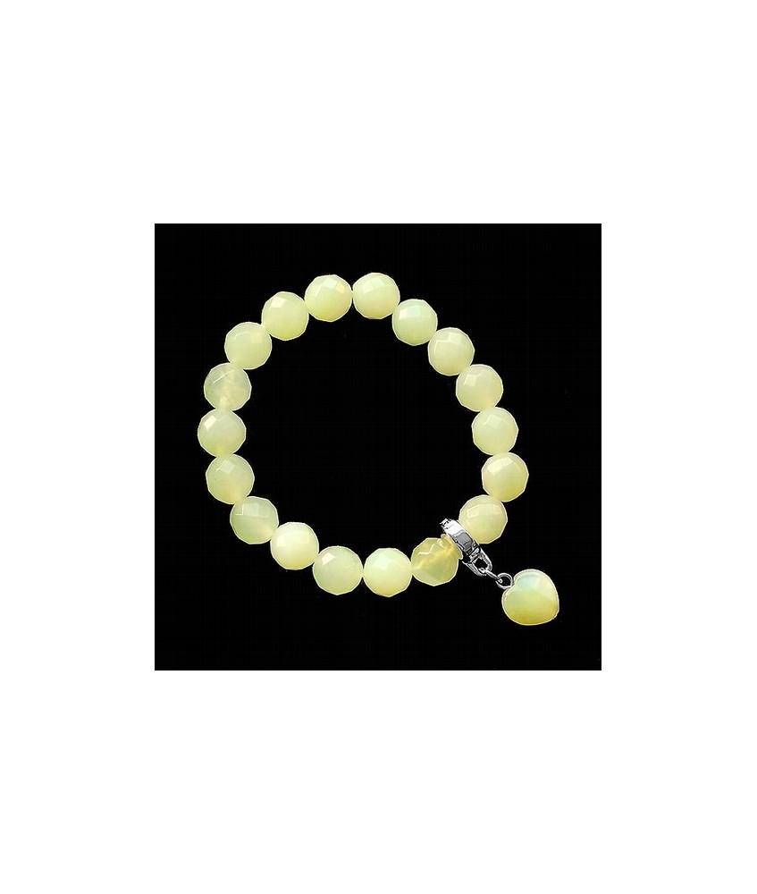 
Pulsera Jade Bola 8mm Facetada con Colgante Corazón.