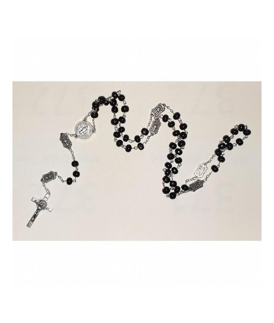 Rosario San Benito Madera 6 mm (con Medallas)(Negro)