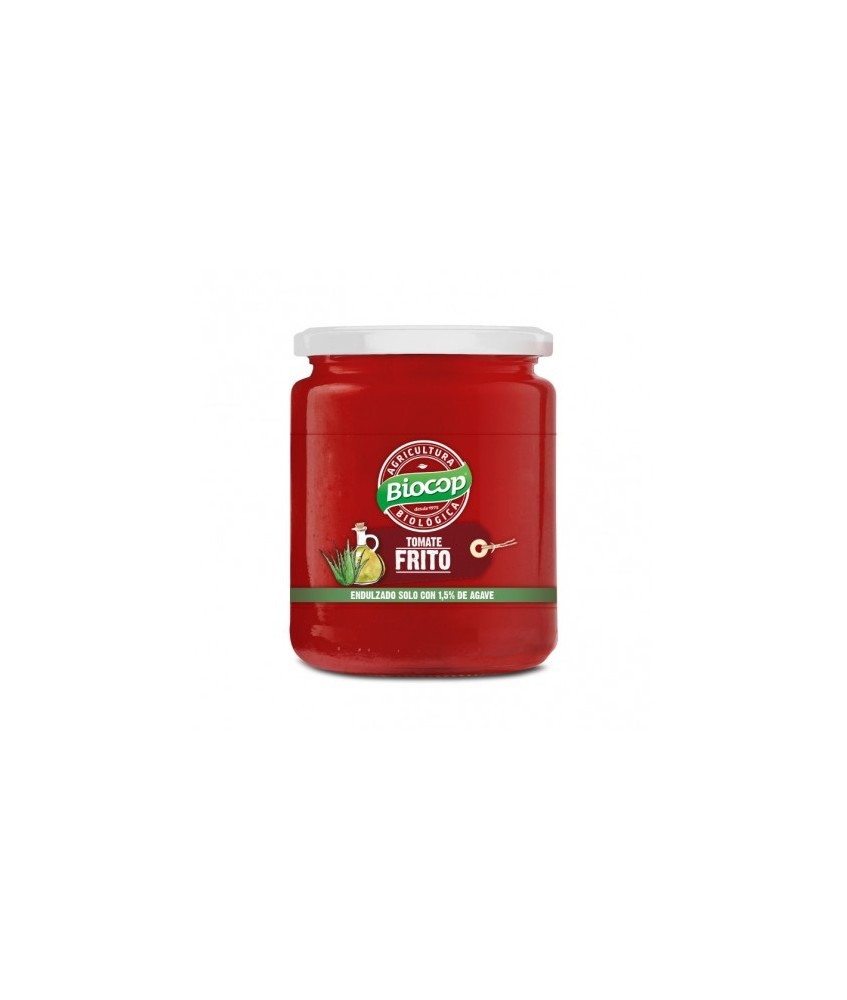 Tomate frito al estilo artesano. Elaborado con cebolla, ajo y aceite de oliva. Se ha endulzado con un toque de ágave, sólo un 1