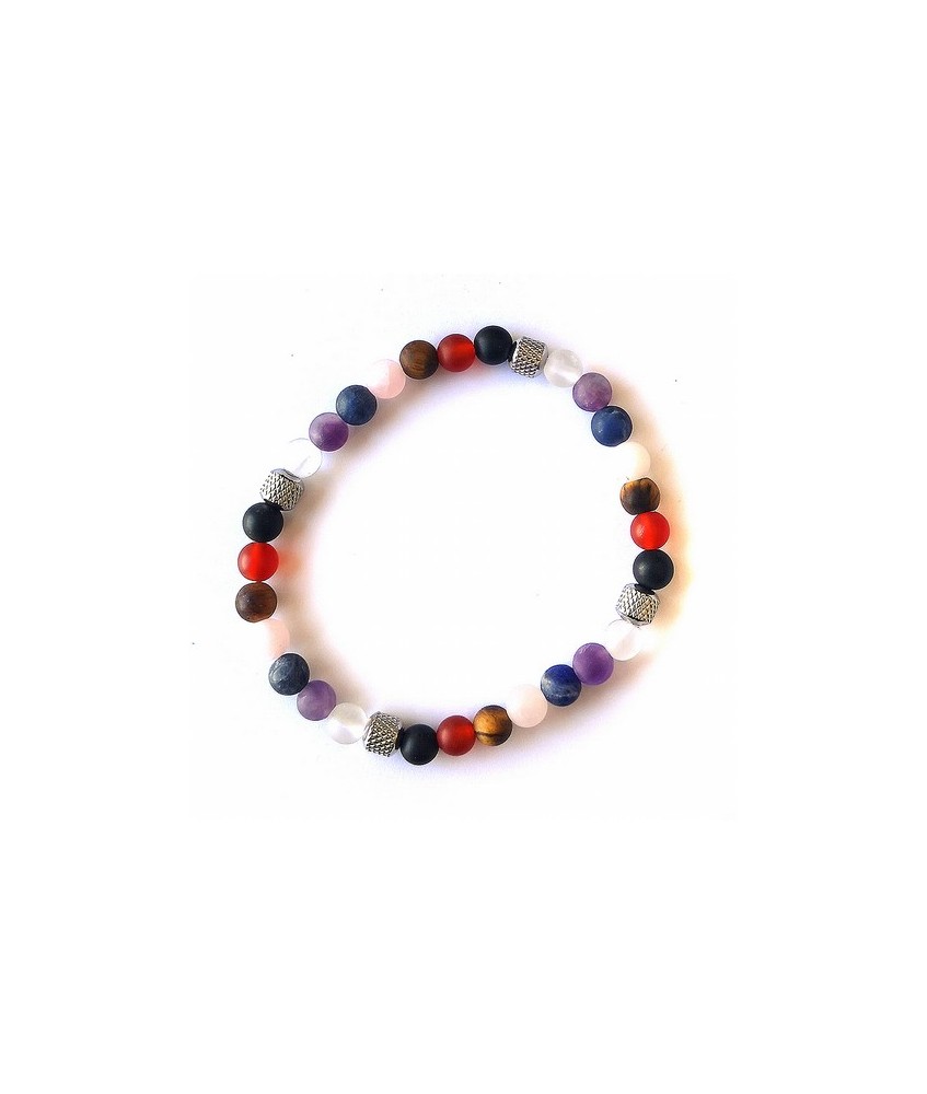 Pulsera elástica de chakras semipulidos de 6mm y acero.

Se presenta con caja exclusiva.