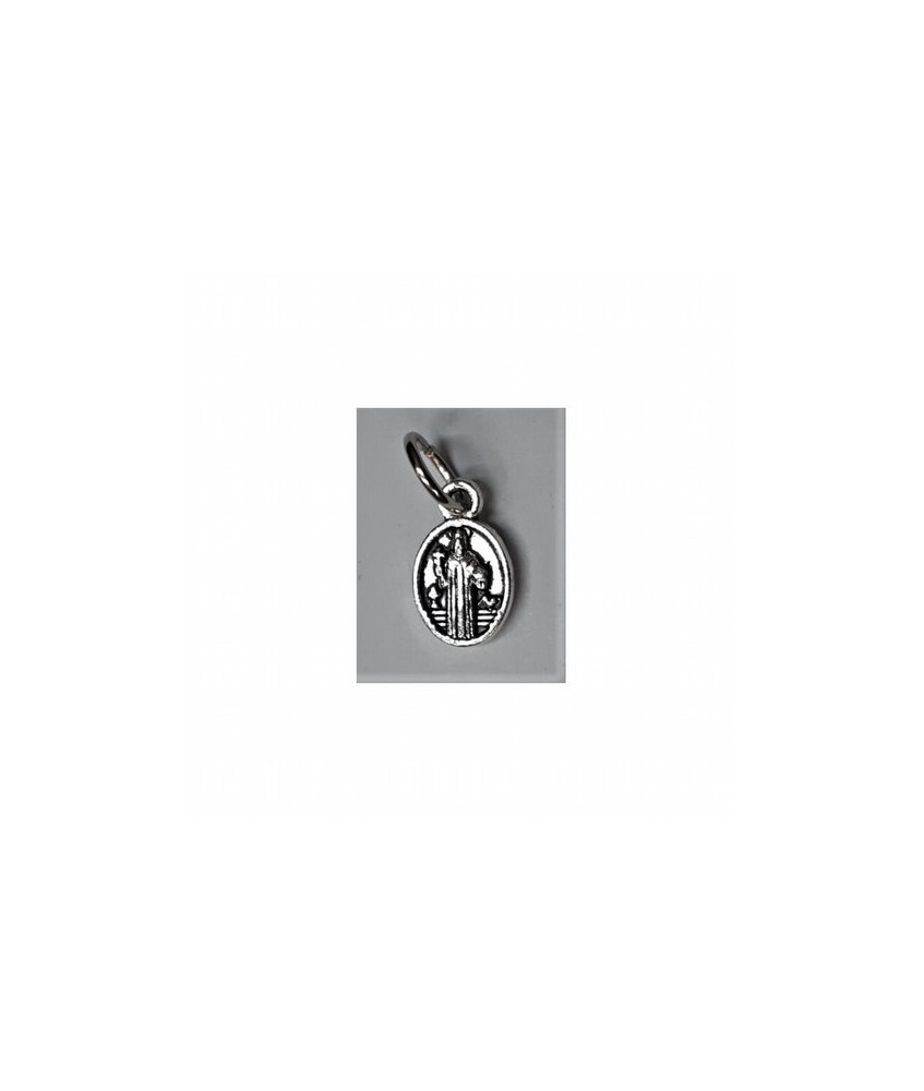 Medalla San Benito Oval mini 1 x 0.5 cm (Niquelada) (Reverso Cruz)(Oracion)