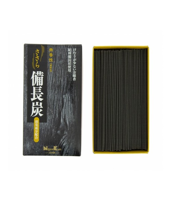 Este incienso sin aroma está hecho a base de carbón Bincho de Kishu (prefectura de Wakayama), el de más calidad en Japón. Se tr