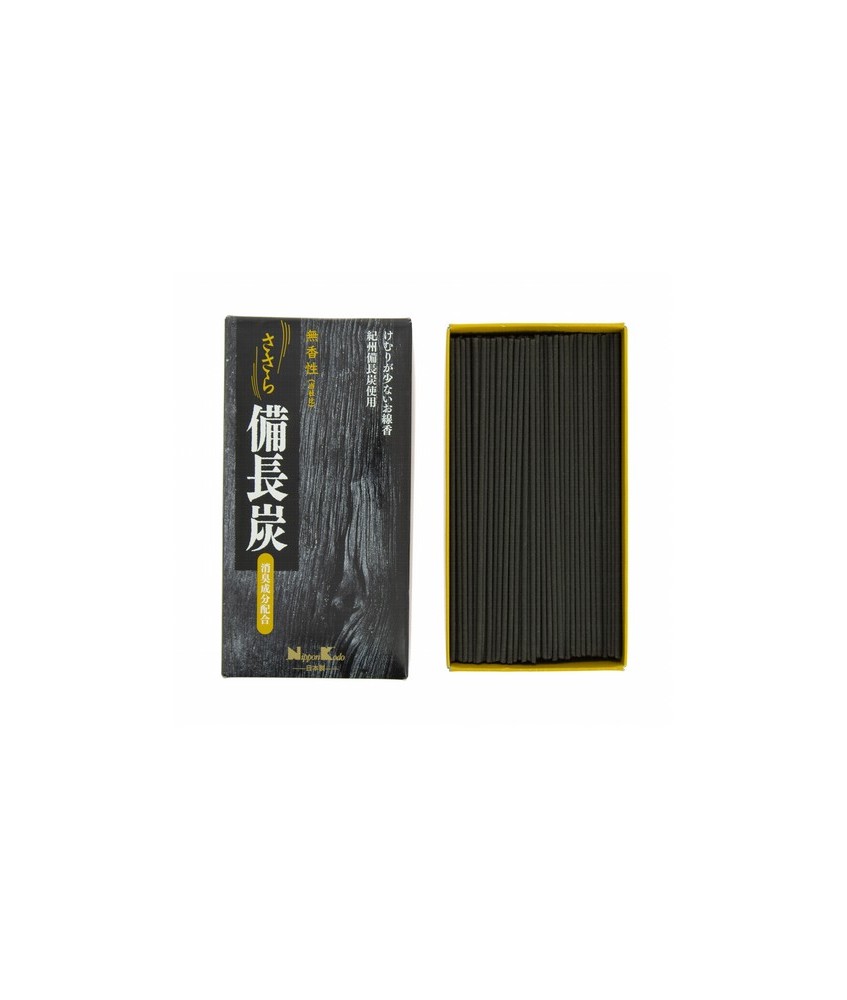Este incienso sin aroma está hecho a base de carbón Bincho de Kishu (prefectura de Wakayama), el de más calidad en Japón. Se tr