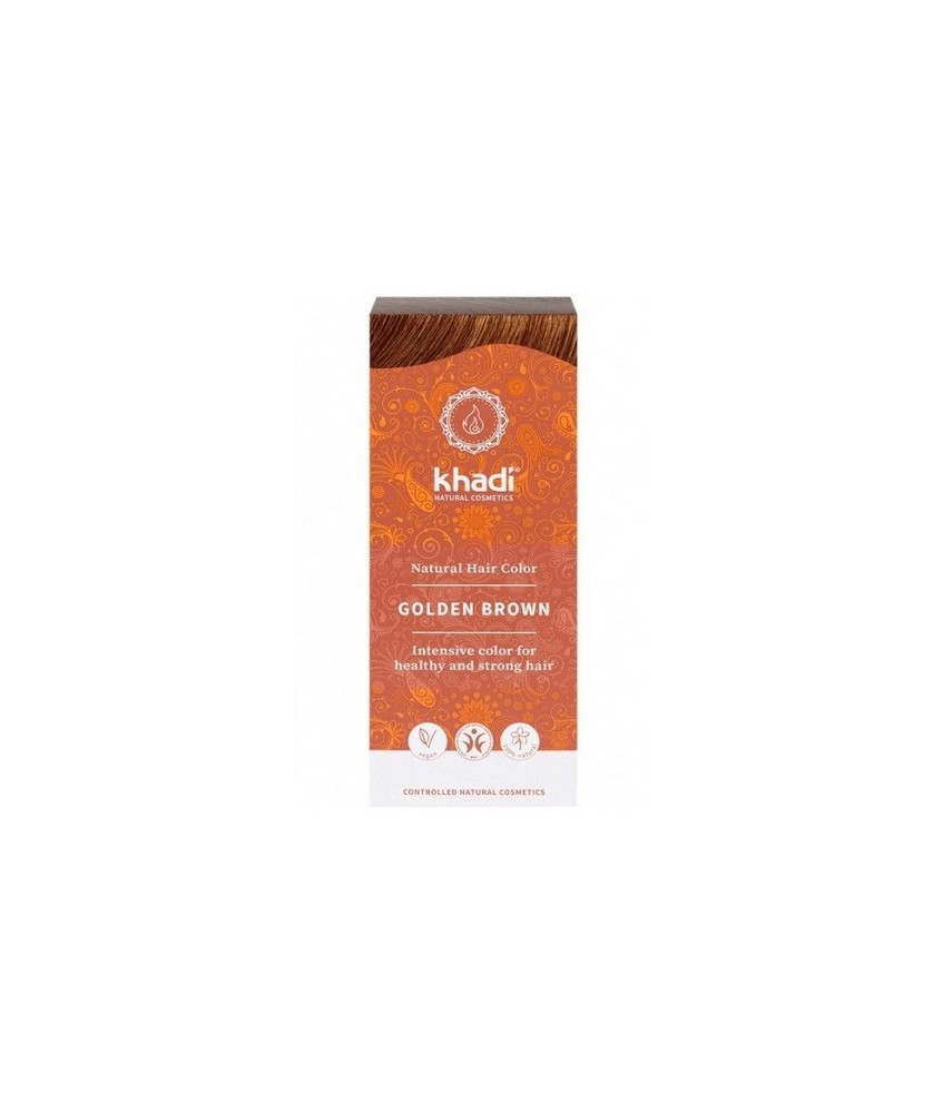 Tinte natural Khadi que proporcionan un tono castaño dorado natural al cabello.

Formulaciones ayurvedas de larga permanencia