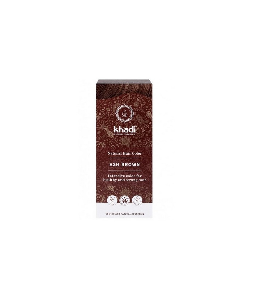 Tinte natural Khadi que proporcionan un tono castaño ceniza natural al cabello.

Formulaciones ayurvedas de larga permanencia