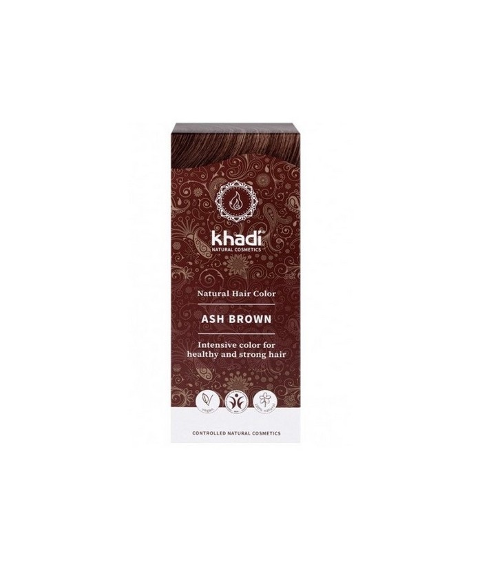 Tinte natural Khadi que proporcionan un tono castaño ceniza natural al cabello.

Formulaciones ayurvedas de larga permanencia