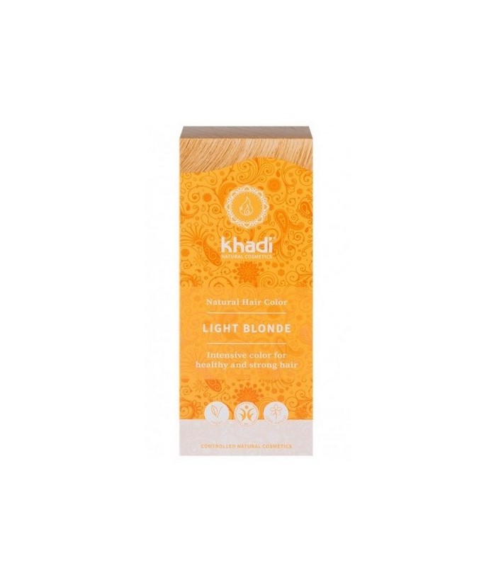 Tinte natural Khadi que proporcionan un tono rubio claro natural al cabello.

Formulaciones ayurvedas de larga permanencia pa