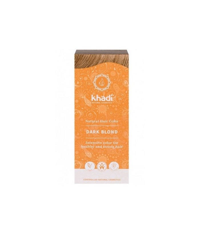 Tinte natural Khadi que tiñe su cabello con un poderoso rubio oscuro ceniza.

Formulaciones ayurvedas a base de pigmentos veg