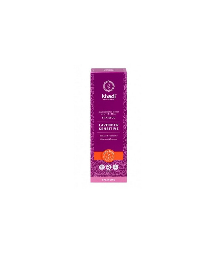 Champú Sensible Lavanda de Khadi, elixir ayurveda, alivio, armonía y cuidado para un cabello sensible 

Efecto calmante del c