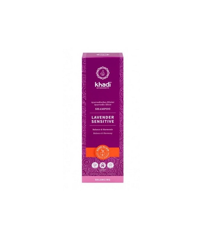 Champú Sensible Lavanda de Khadi, elixir ayurveda, alivio, armonía y cuidado para un cabello sensible 

Efecto calmante del c