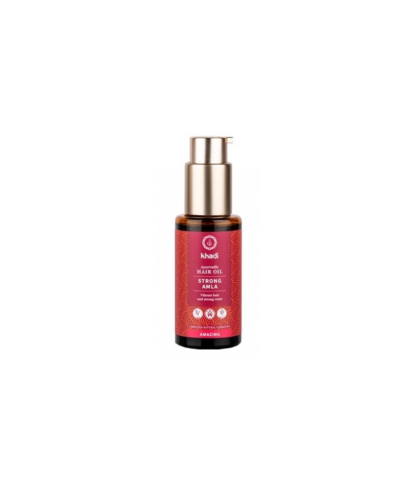 Aceite ayurveda Khadi Amla-Fortaleza: para un cabello sano, fuerte y brillante desde la raíz hasta las puntas. 

Amla aporta 